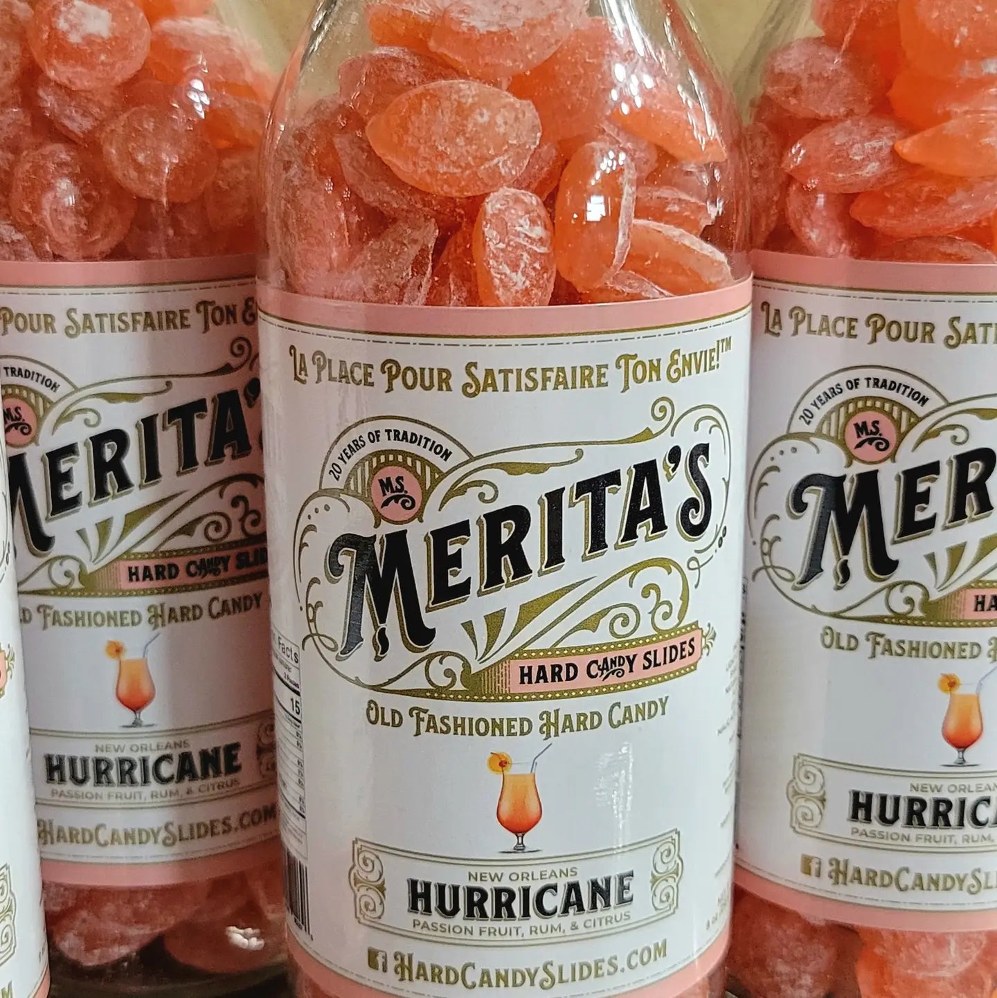 New Orleans Hurricane Hard Candy in a Glass Bottle