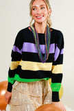 Vine & Love Vine & Love Boatneck Long Sleeve Mardi Gras Stripe Sweater - Little Miss Muffin Children & Home