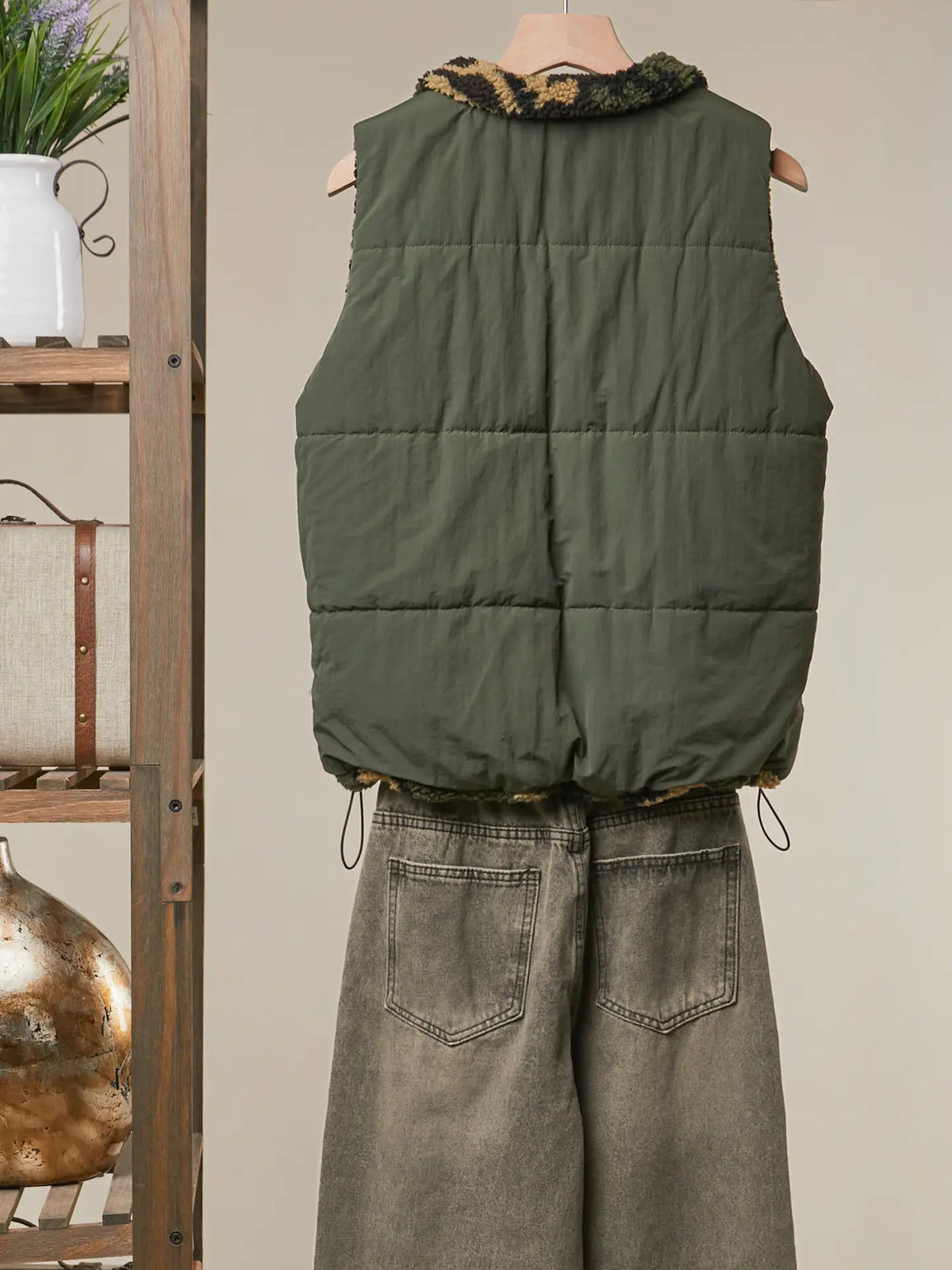 Reversible Lined Puffer Vest with Zip Front