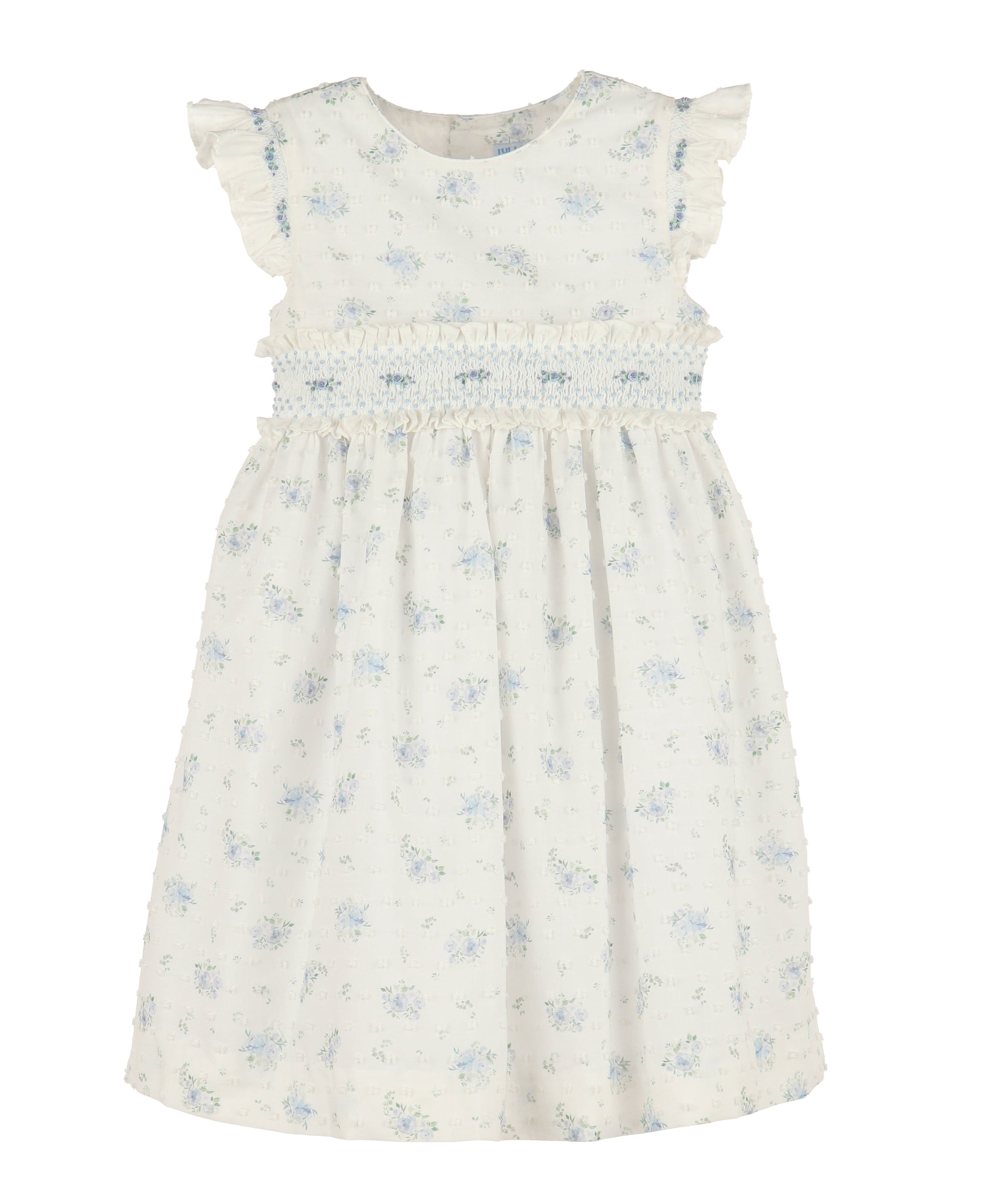 Casero & Associates Casero & Associates Swiss Floral Flutter Dress, Blue - Little Miss Muffin Children & Home