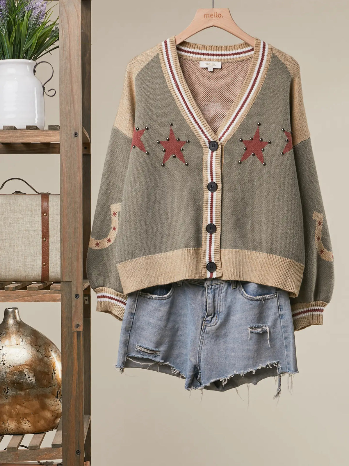 Western Horse Graphic Knit Cardigan