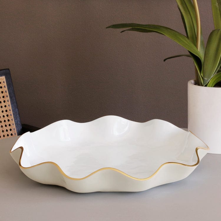 Beatriz Ball Encanto Carola Large Round Platter, Cream & White - Little Miss Muffin Children & Home