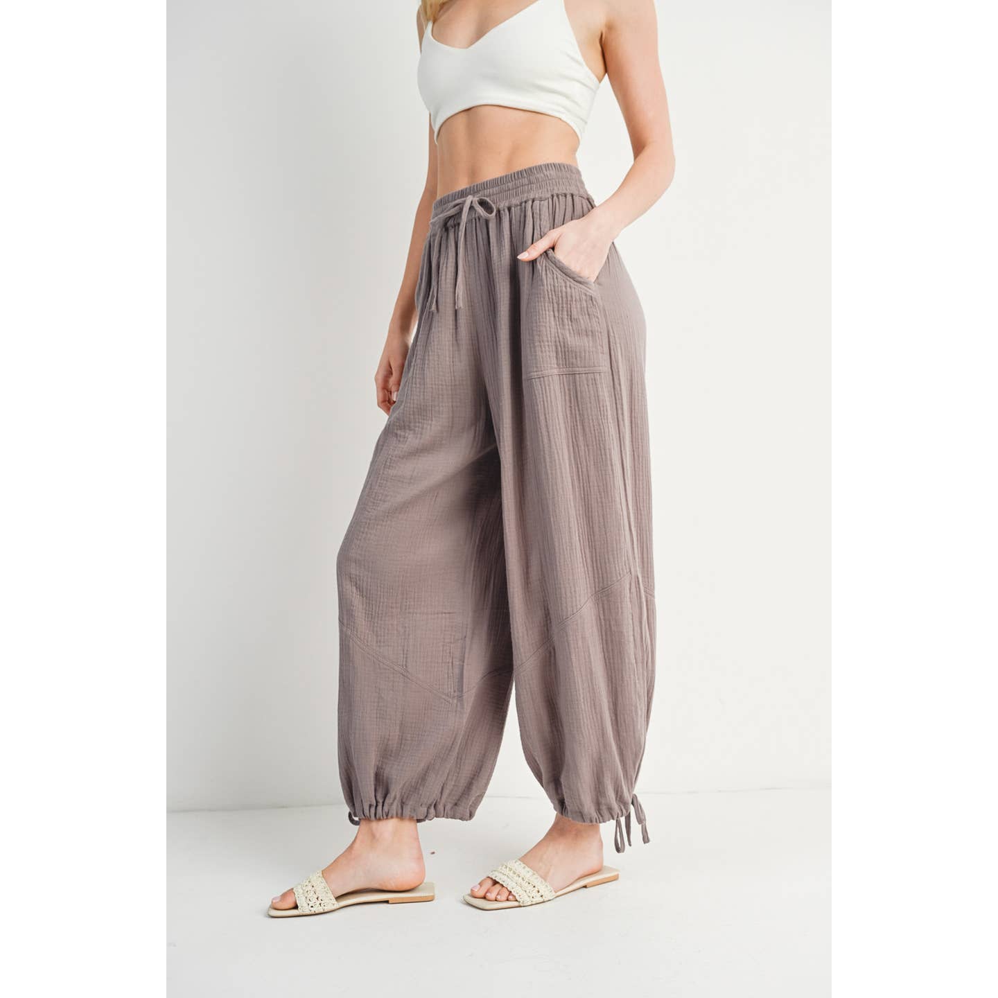 Bluivy Bluivy Jogger Harem Drawstring Pants, Mushroom - Little Miss Muffin Children & Home