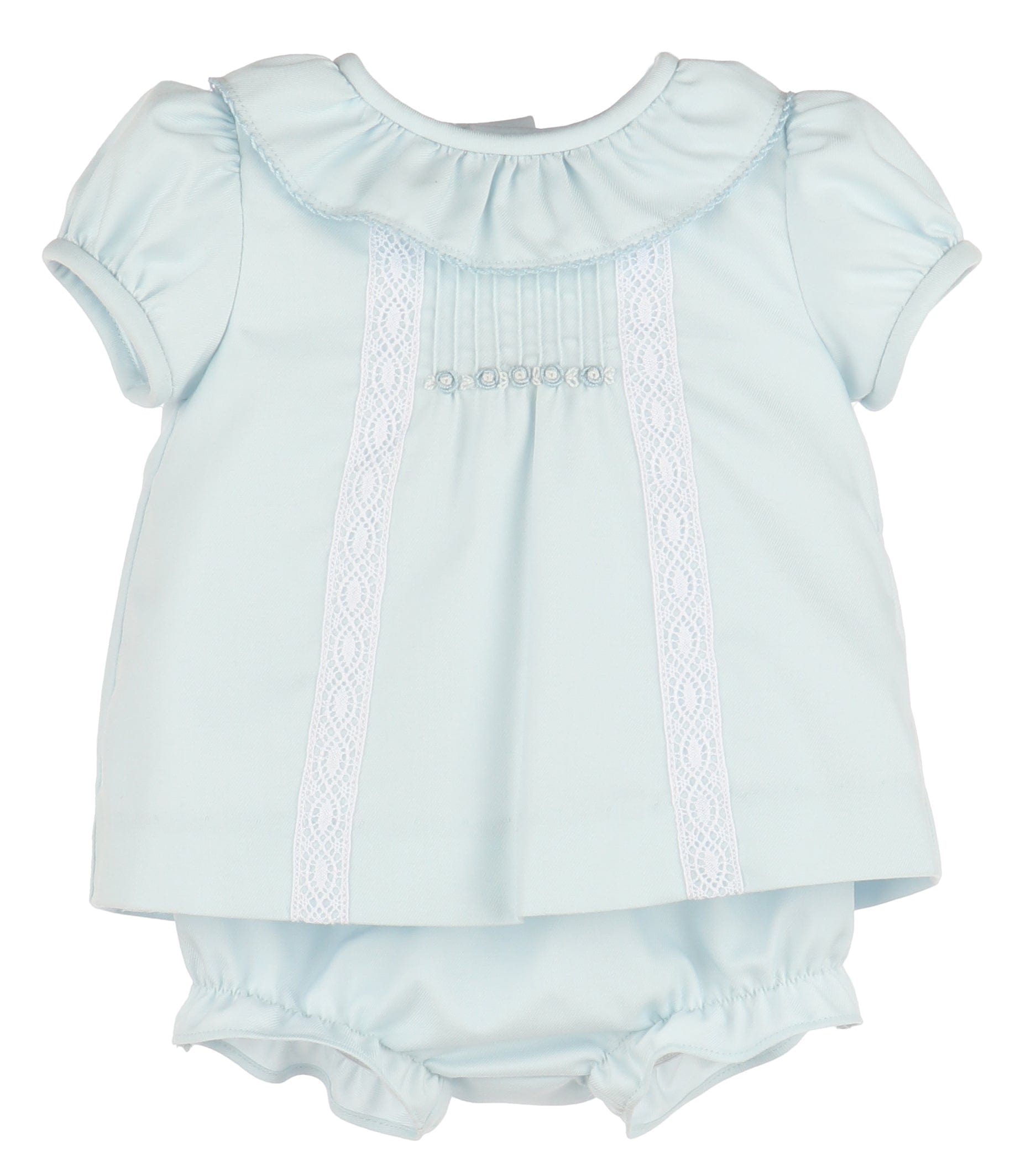 Casero & Associates Pintucks Lace Bishop, Blue - Little Miss Muffin Children & Home
