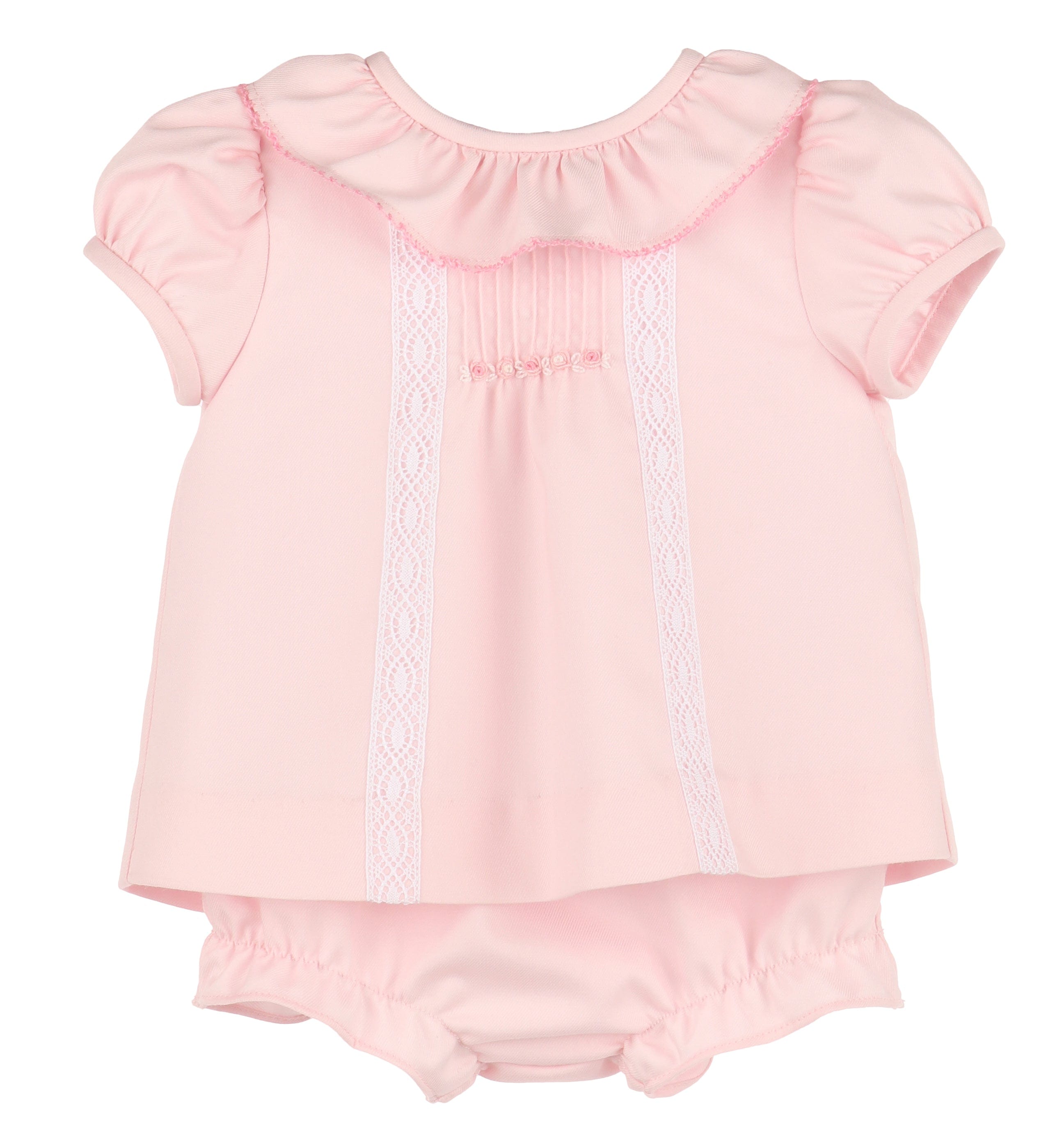 Casero & Associates Pintucks Lace Bishop, Pink - Little Miss Muffin Children & Home