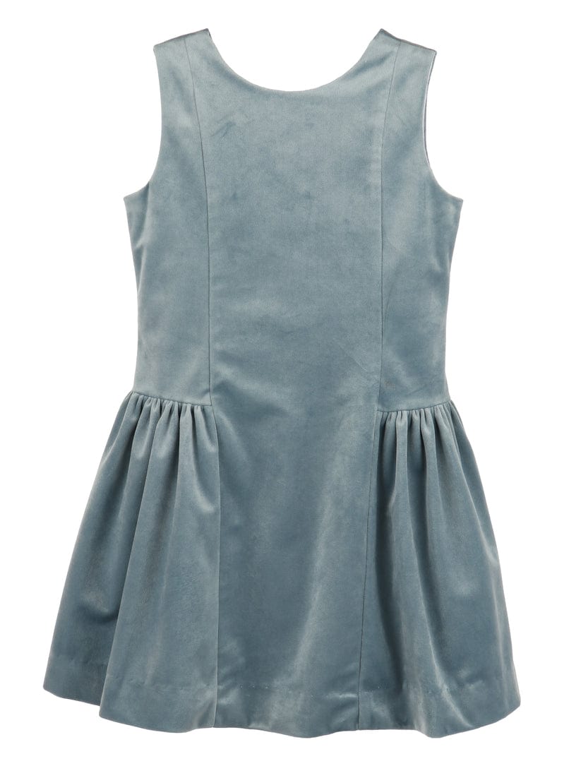 blue velvet v back dress
