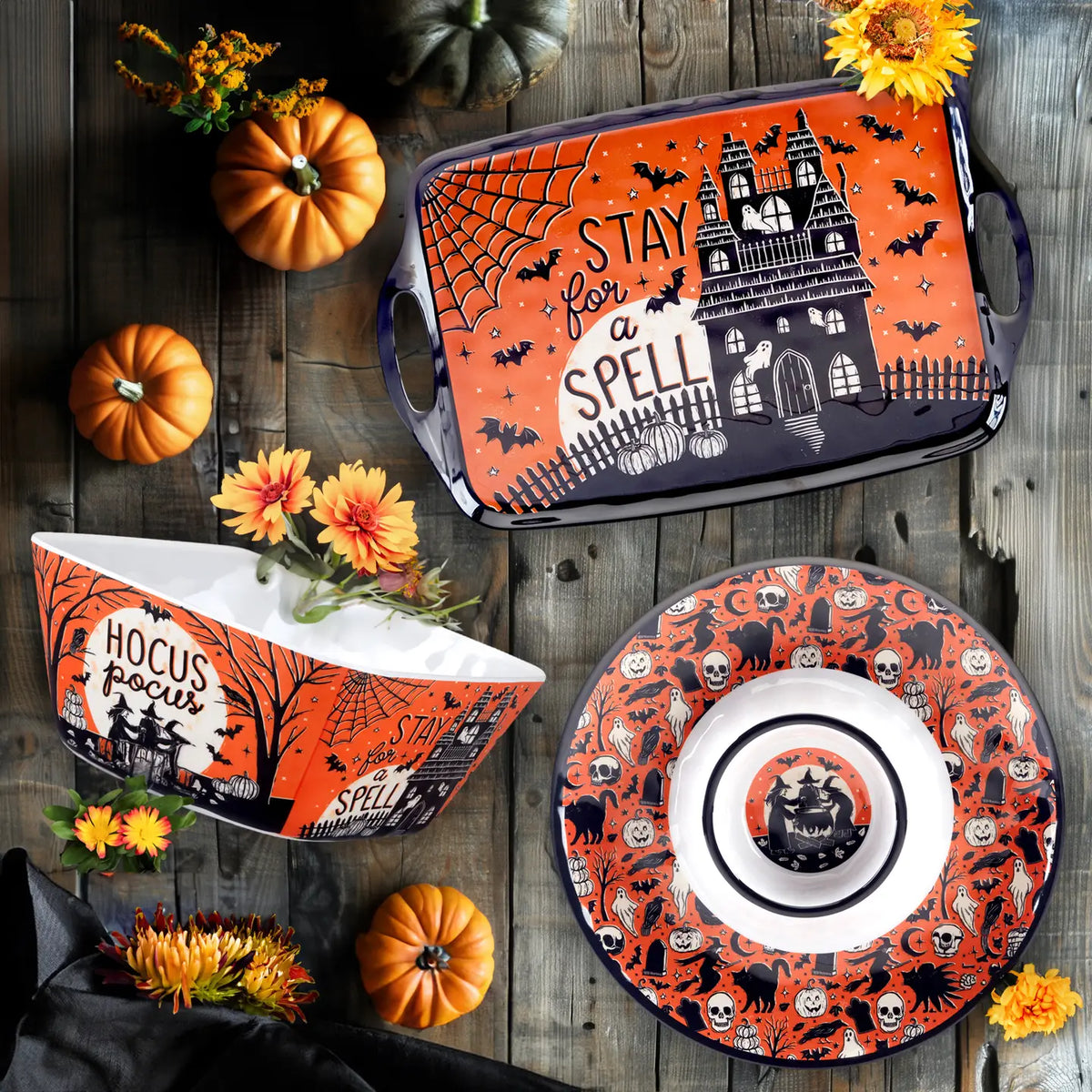 Halloween Hocus Pocus 14.5" Melamine Chip & Dip