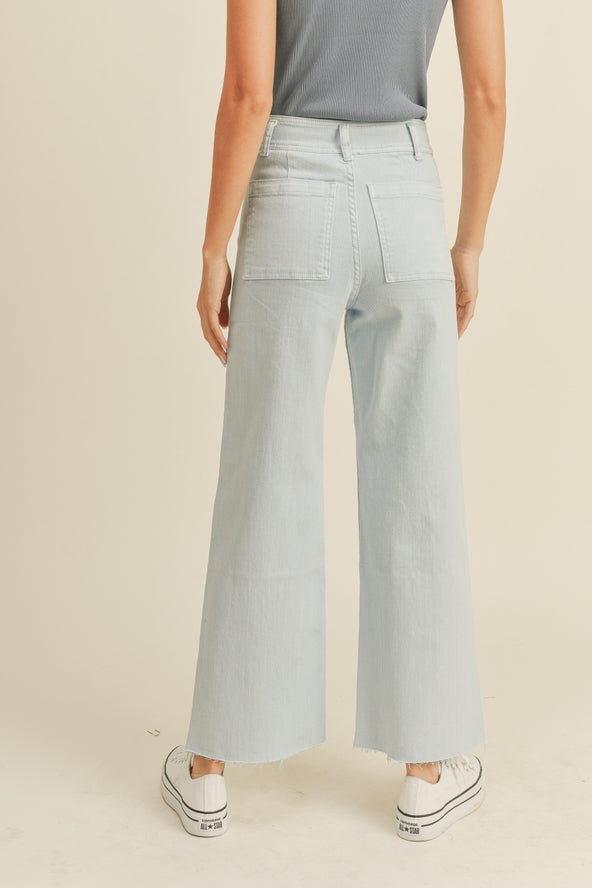 Miou Muse Miou Muse Straight Wide Leg Denim Pants in Lt Denim - Little Miss Muffin Children & Home