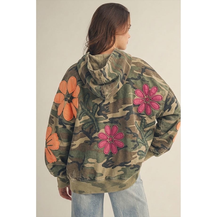 Ive Ive Vintage Camo Floral Appliqué Oversized Hoodie - Little Miss Muffin Children & Home
