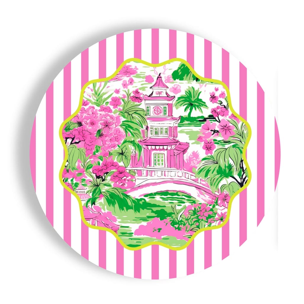Fabuplates Chinoiserie Stripes 9" Salad/Luncheon Paper Plates (24 ct) - Little Miss Muffin Children & Home