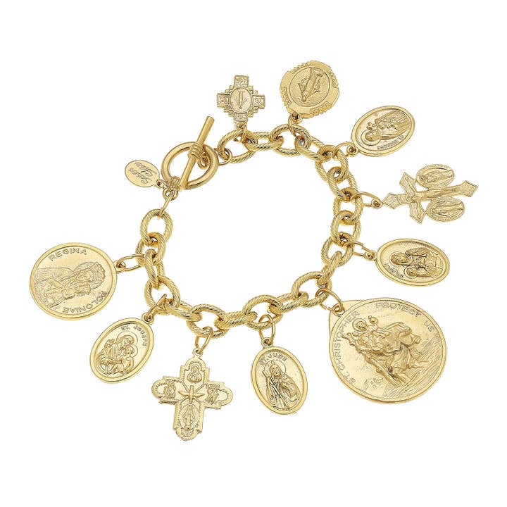 Susan Shaw Gold Saints Charm Bracelet - Little Miss Muffin Children & Home