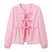 Rosa Clothing Rosa Clothing Tiered Tie Front Puff Long Sleeve Blouse - Little Miss Muffin Children & Home