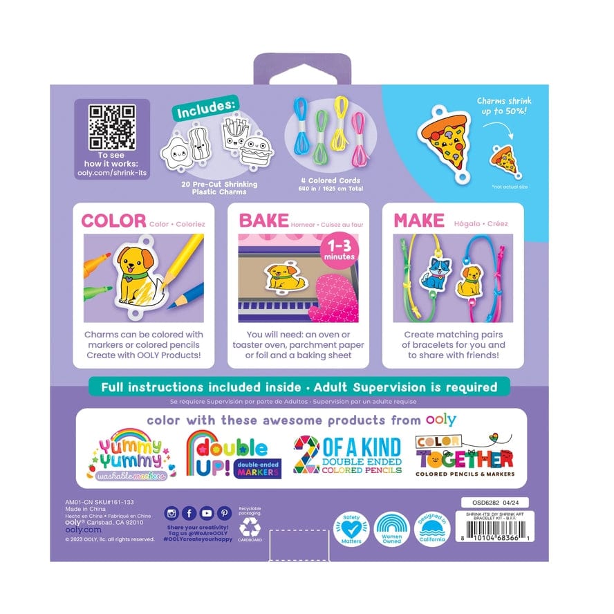 Ooly Ooly Shrink-Its! BFF DIY Shrink Art Bracelet Kit, 24PC Set - Little Miss Muffin Children & Home