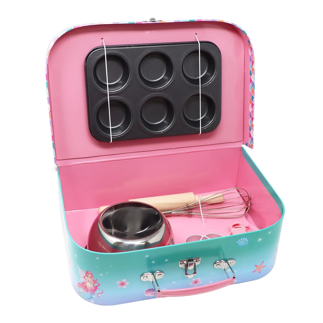 Pink Poppy Pink Poppy Shimmering Mermaid 6 Piece Kids Baking Set & Carry Case - Little Miss Muffin Children & Home