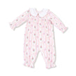 Ogee Lace Floral Smocked Long Sleeve Romper with Peter Pan Collar