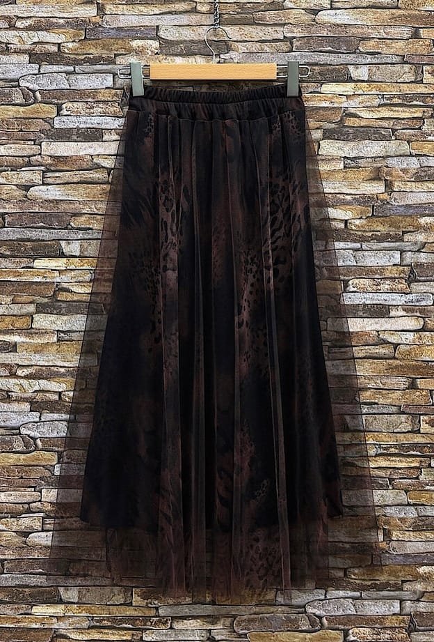 Dark Maroon Leopard Print Ariana Skirt
