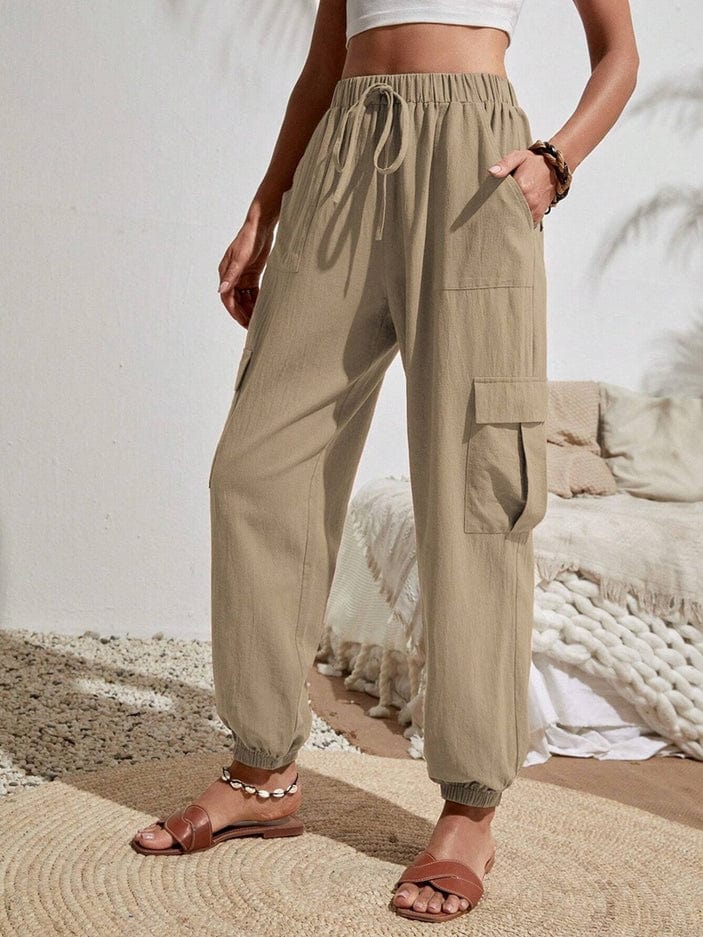 Rosa Clothing Rosa Clothing Trousers Pocket Casual Cargo Pants in Khaki - Little Miss Muffin Children & Home