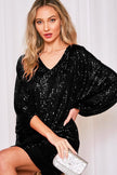 Vine & Love Vine & Love V-Neck Balloon Sleeve Sequin Mini Dress - Little Miss Muffin Children & Home
