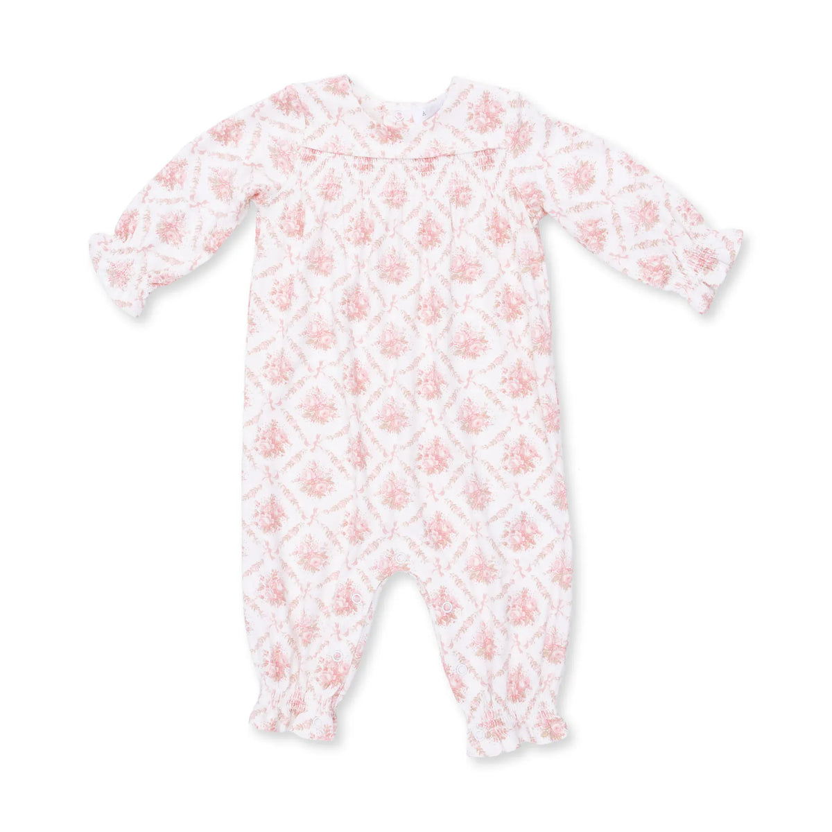Angel Dear Rose Bow Lattice Smocked Long Sleeve Romper - Little Miss Muffin Children & Home