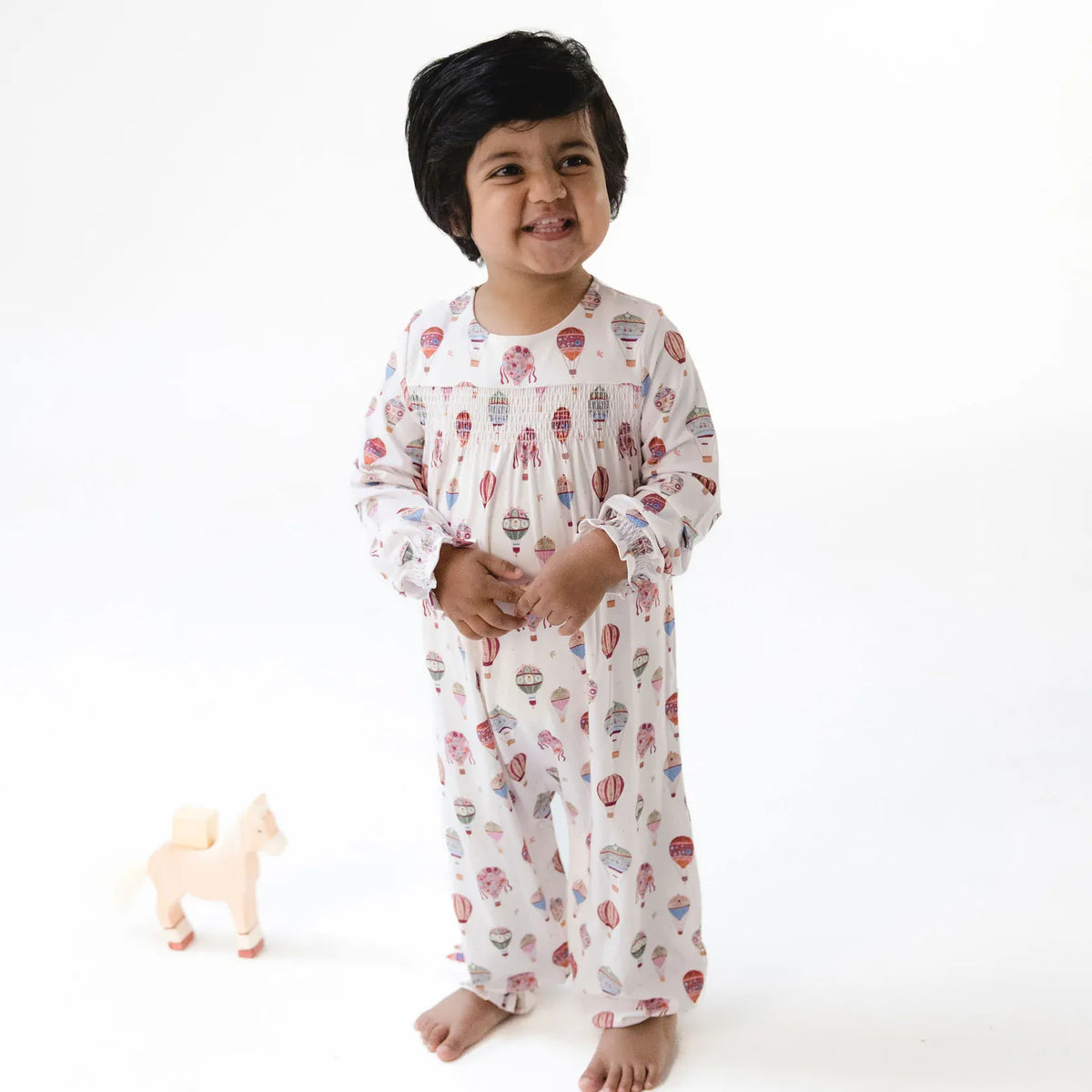 Angel Dear Hot Air Balloon Smocked Long Sleeve Romper - Little Miss Muffin Children & Home