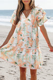 Aapparella Aapparella Floral Contrast Edge Layered Tied Neck Mini Dress - Little Miss Muffin Children & Home