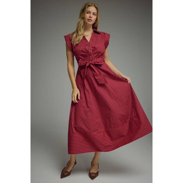 Striped Cap Sleeve Midi Dress, 3 Available Colors