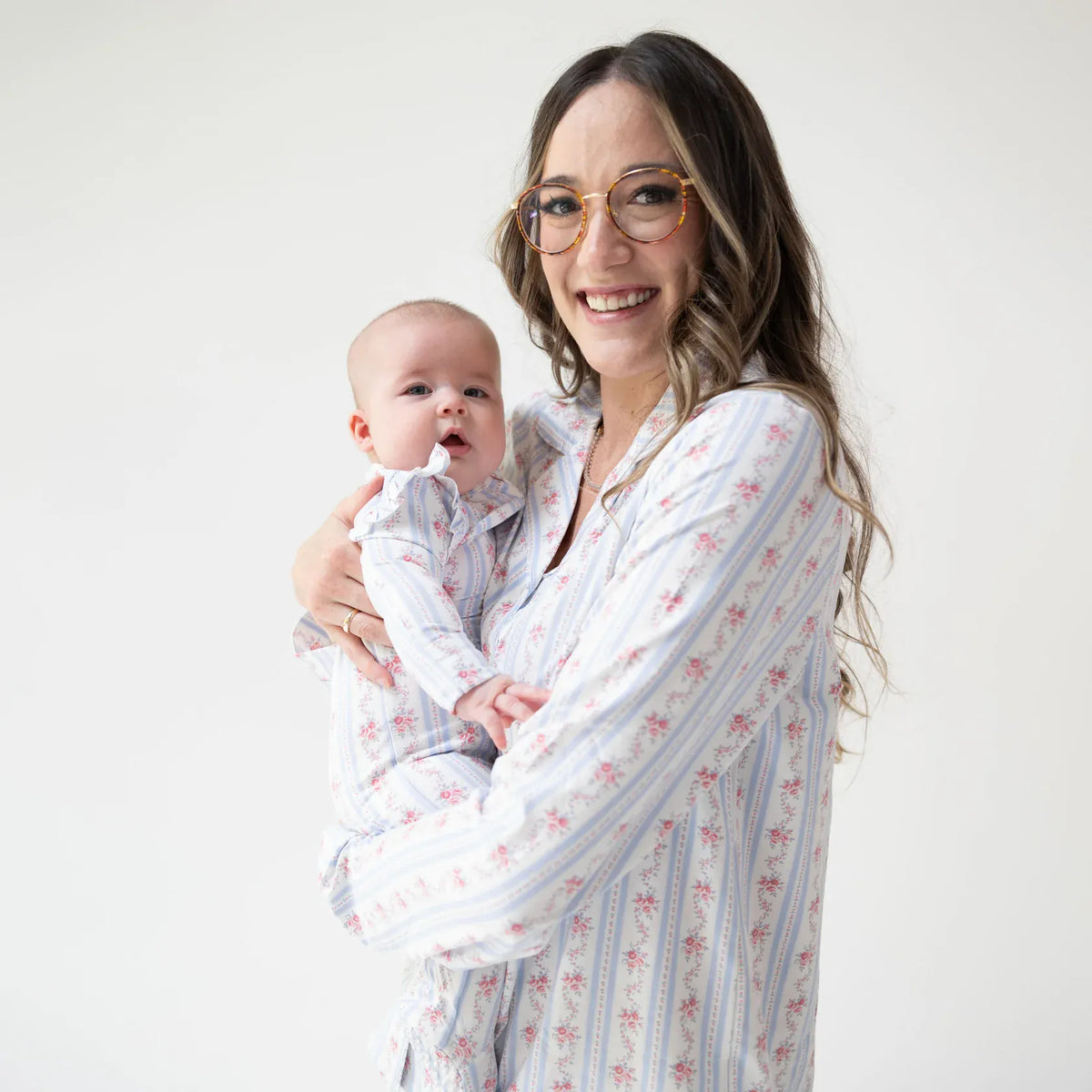 Angel Dear Anna Floral Stripe 2 Way Ruffle Sleeve Zipper Footie - Little Miss Muffin Children & Home
