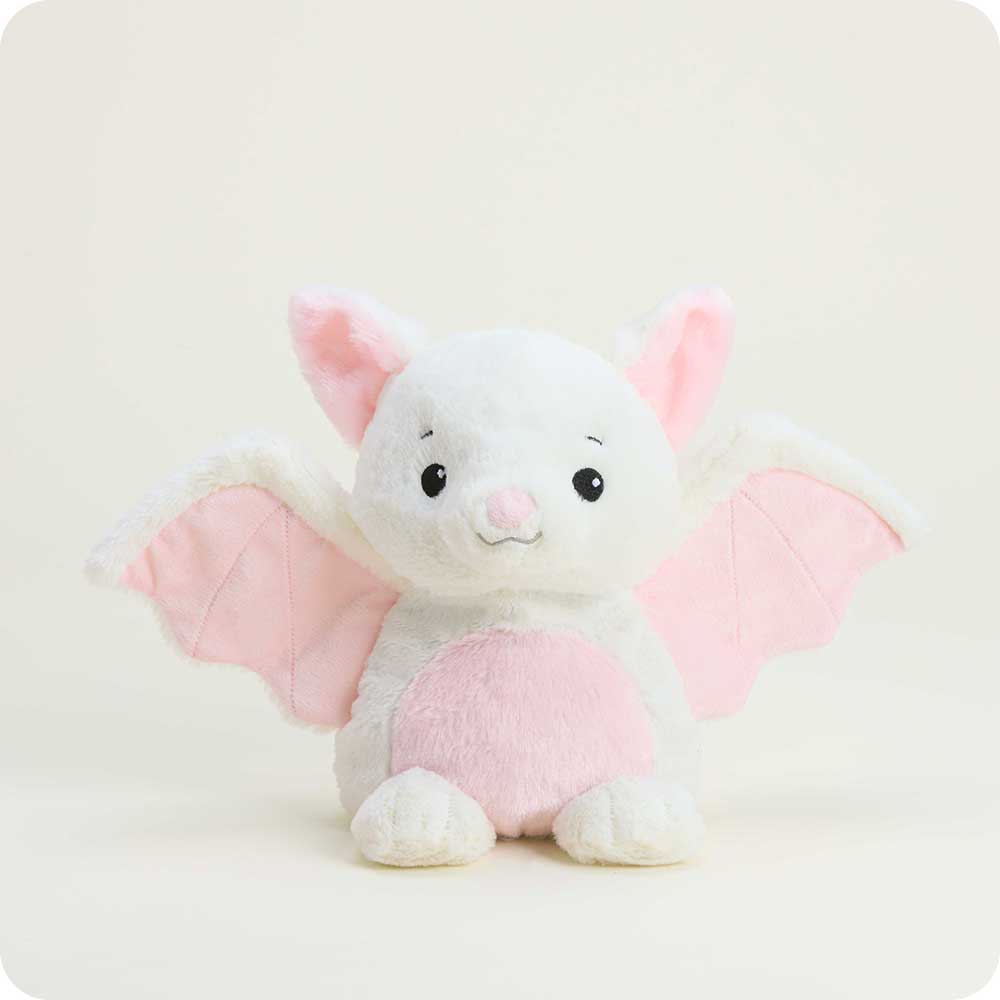 Warmies White Bat Plush with Pink Wings