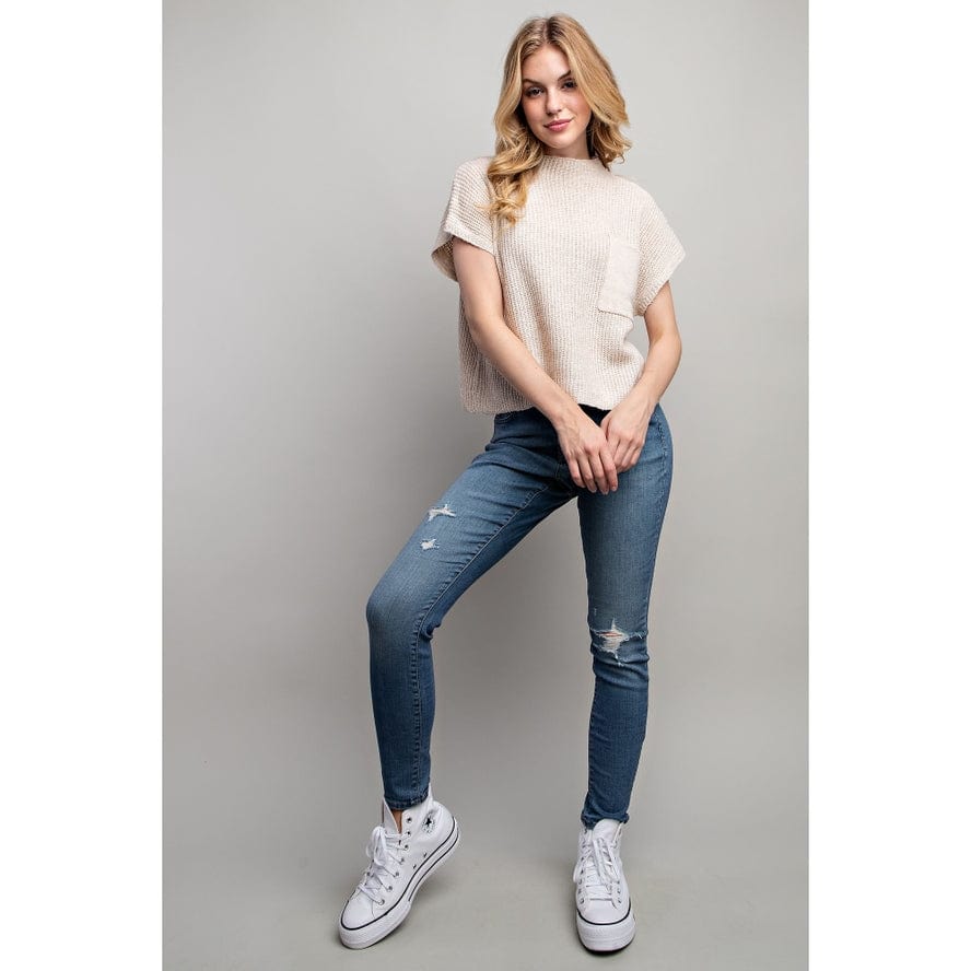Sweet Generis Sweet Generis Drop Shoulder Rib Knit Short Sleeve Sweater - Little Miss Muffin Children & Home