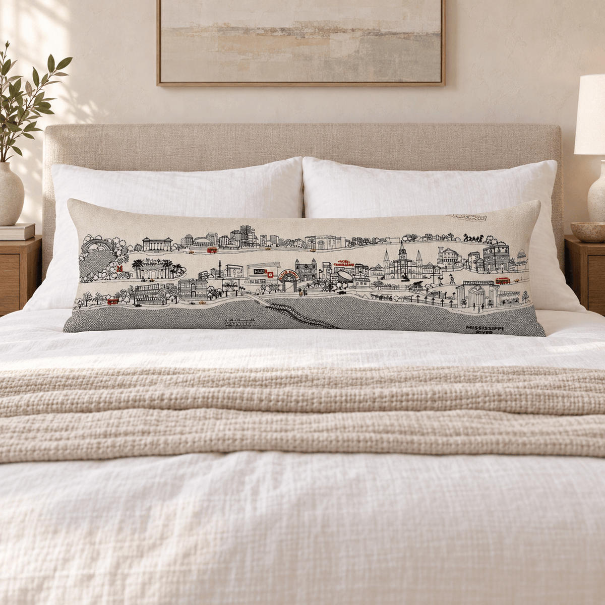 New Orleans Skyline Outdoor Queen Lumbar Pillows