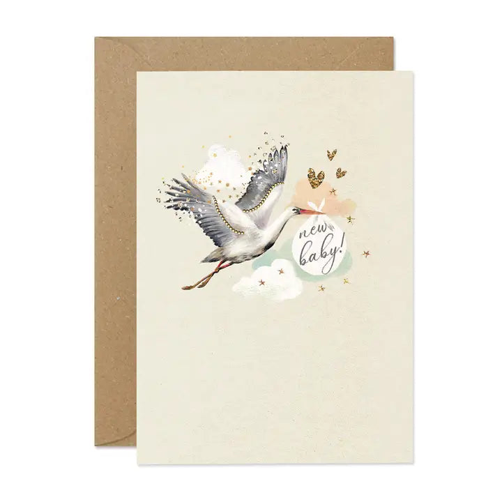 New Baby Stork Greeting Card Stephanie Davies