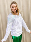 Mardi Gras Creations Mardi Gras Creations Sequin Explosion V-Neck Pullover - White - Little Miss Muffin Children & Home