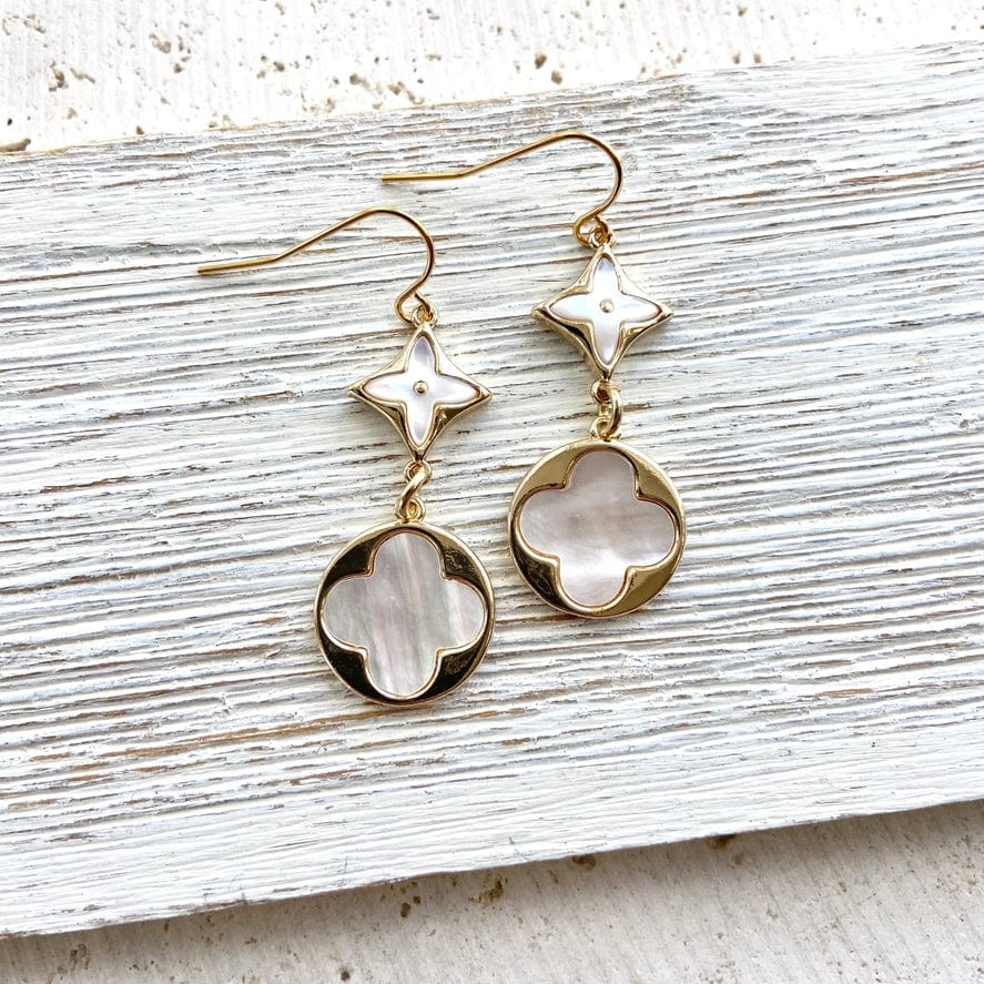 VB&CO Designs Handmade Jewelry VB&CO Pearl Shell Earring Clover Quatrefoil Boutique Salon Jewelry - Little Miss Muffin Children & Home