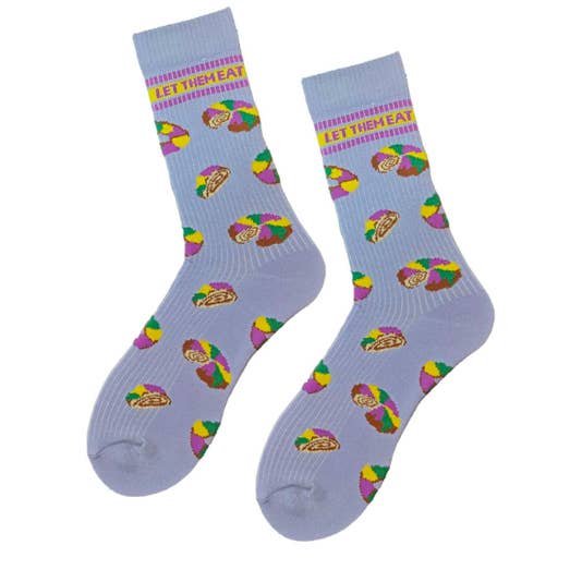 Mardi Gras Creations Mardi Gras Creations Let Them Eat King Cake Ribbed Toddler Socks - Lavender - Little Miss Muffin Children & Home