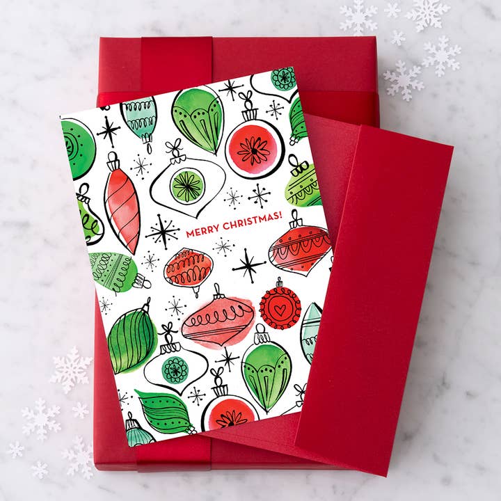 Design with Heart "Merry Christmas - Vintage Ornaments" Christmas Card - Little Miss Muffin Children & Home