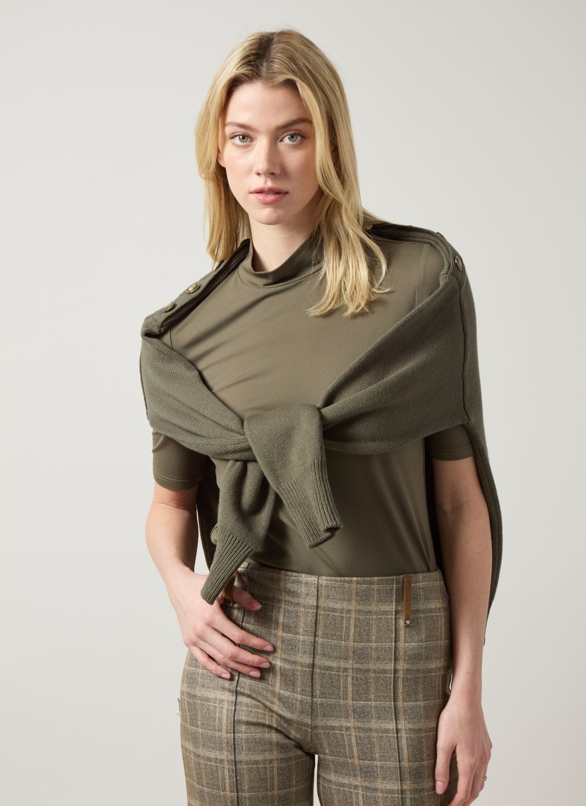 Clara Mockneck Elbow Sleeve Top in Mosswood