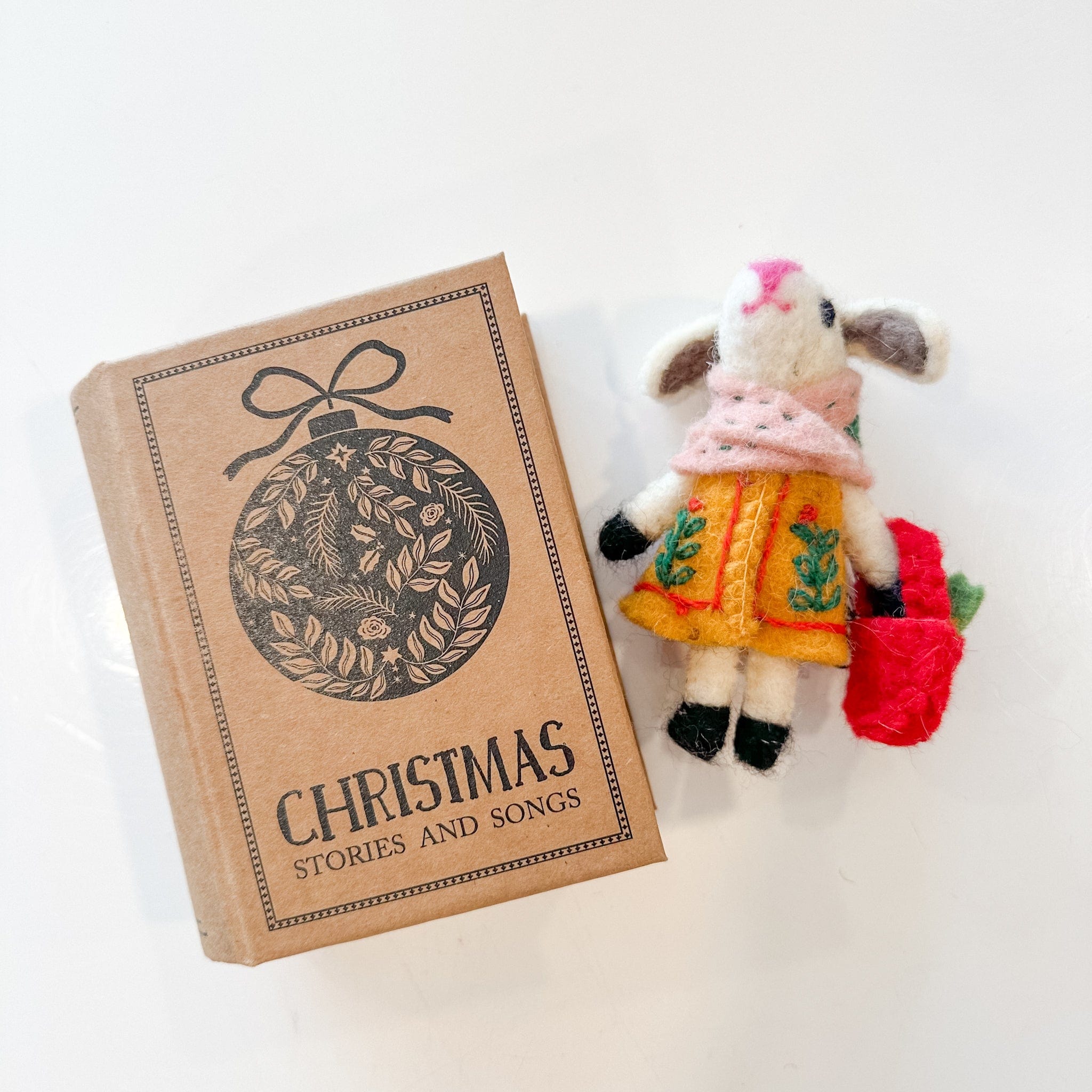 Creative Co-op Handmade Wool Felt Bunny  4" Ornament In Book Shaped Box, 4 Styles - Little Miss Muffin Children & Home