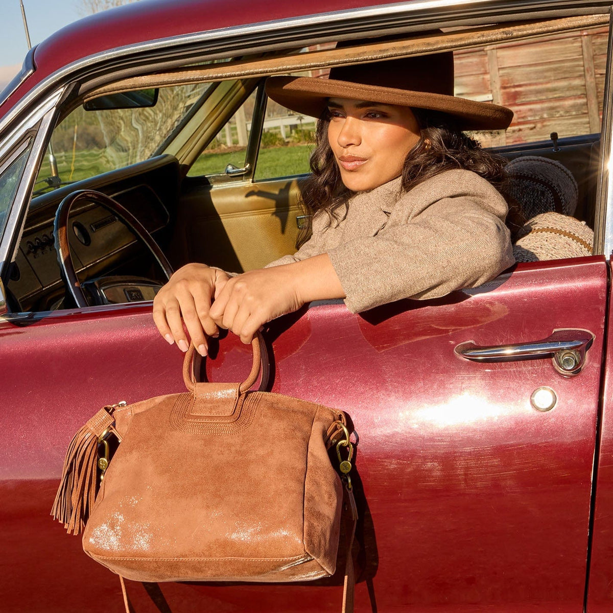 Hobo Sheila Medium Satchel in Buffed Leather - Burnished Saddle - Little Miss Muffin Children & Home