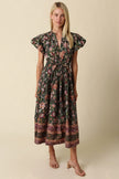 Alana Bubble Sleeve Floral Midi Dress