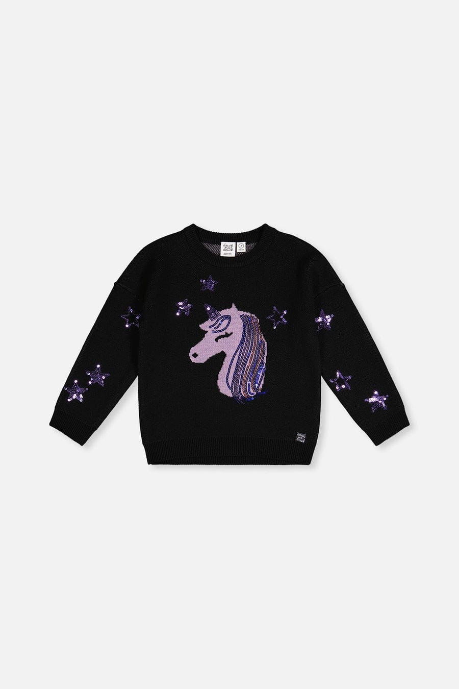 Anthracite Unicorn with Stars Knitted Sweater