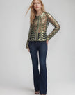 Faux Leather Leaves Jacket in Antique Olive