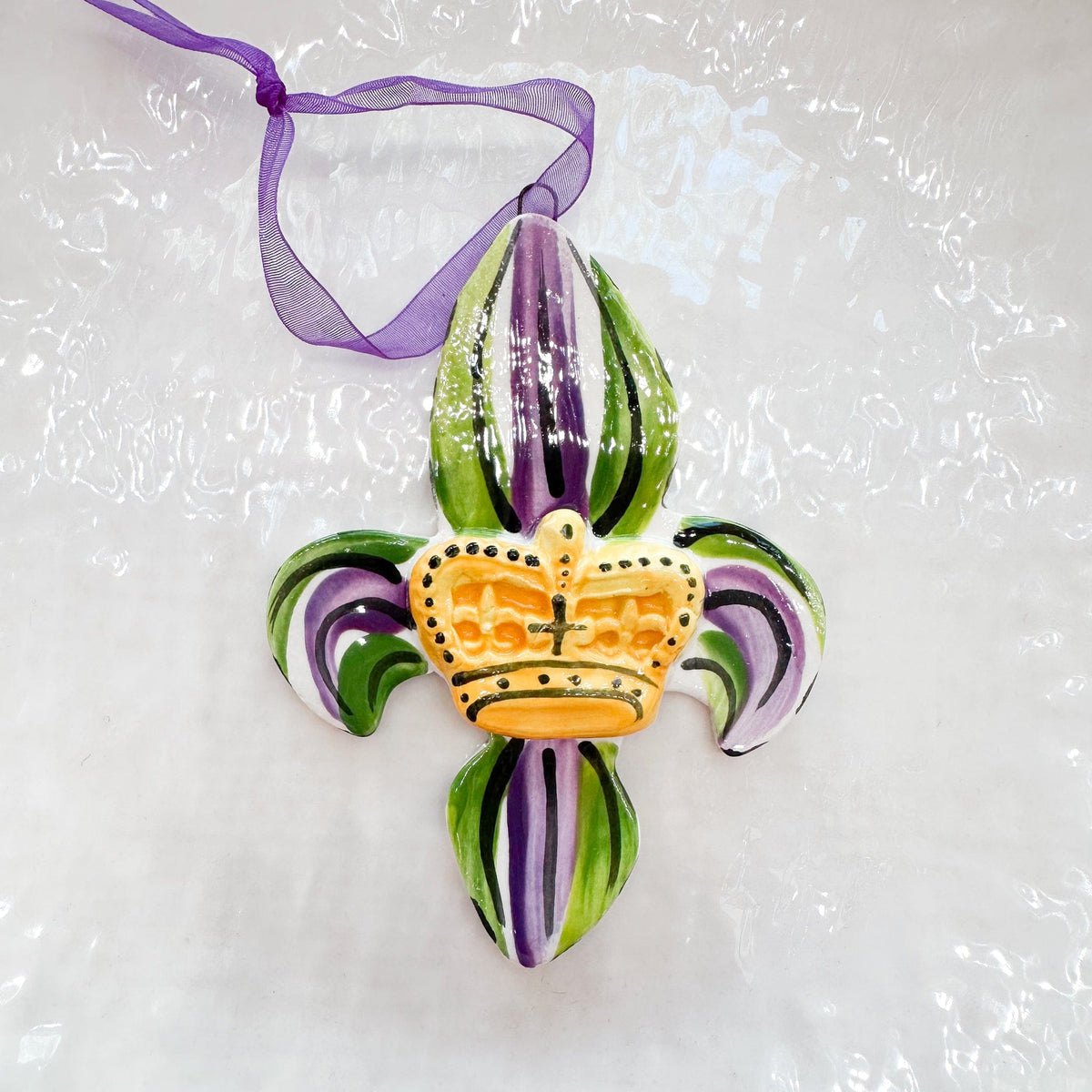 Katie Baldwin Originals Fleur De Lis with Crown Ornament - Little Miss Muffin Children & Home