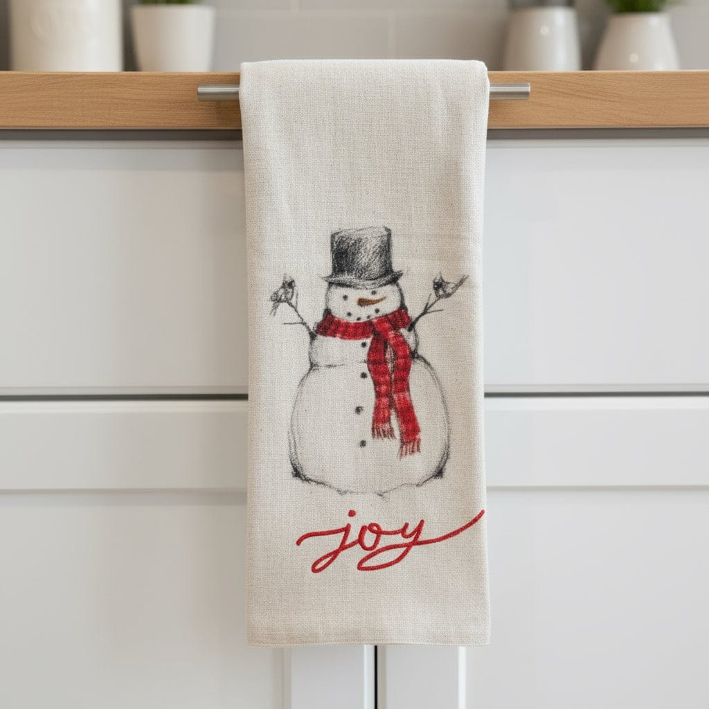 Creative Co-op Cotton & Linen Tea Towel with Snowman/Santa Image, 4 Styles Available - Little Miss Muffin Children & Home
