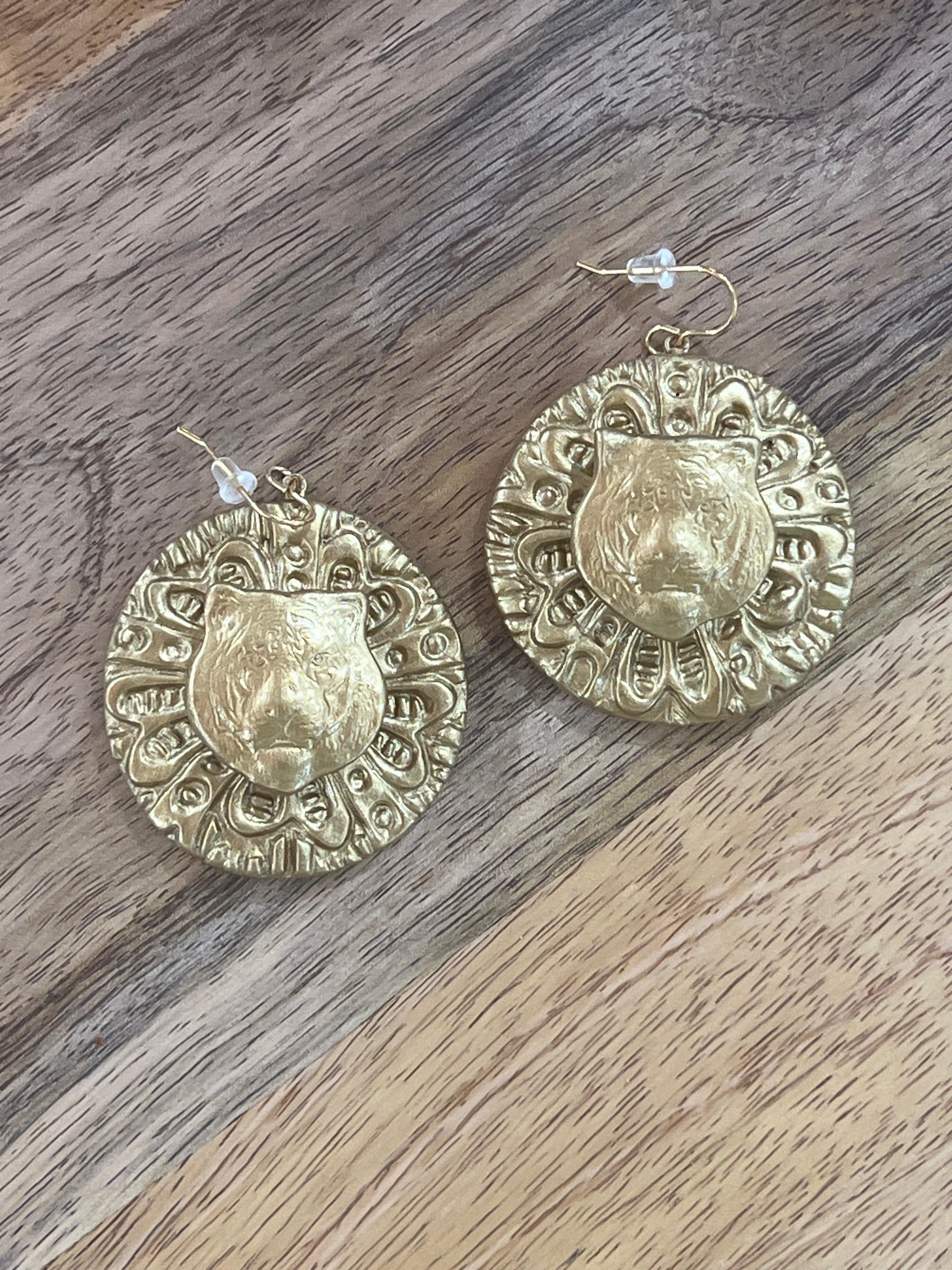 Carol Cassisa Carol Cassisa Joli Mike Earrings (Tiger on Disk) - Little Miss Muffin Children & Home
