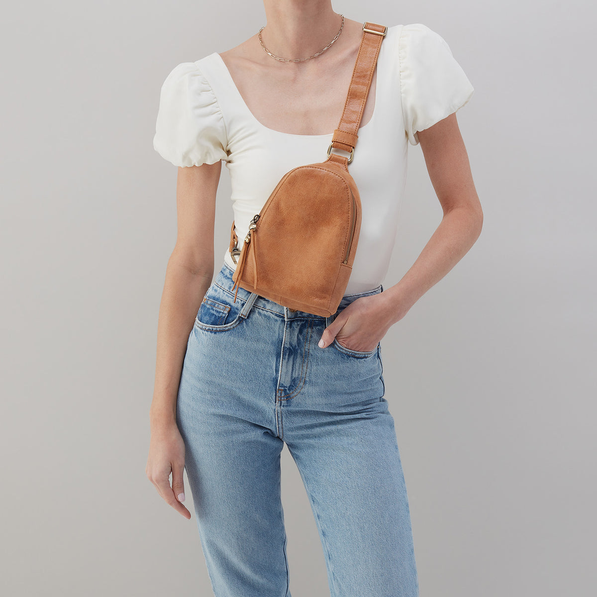 Hobo Fern Sling In Buffed Leather Whiskey - Little Miss Muffin Children & Home