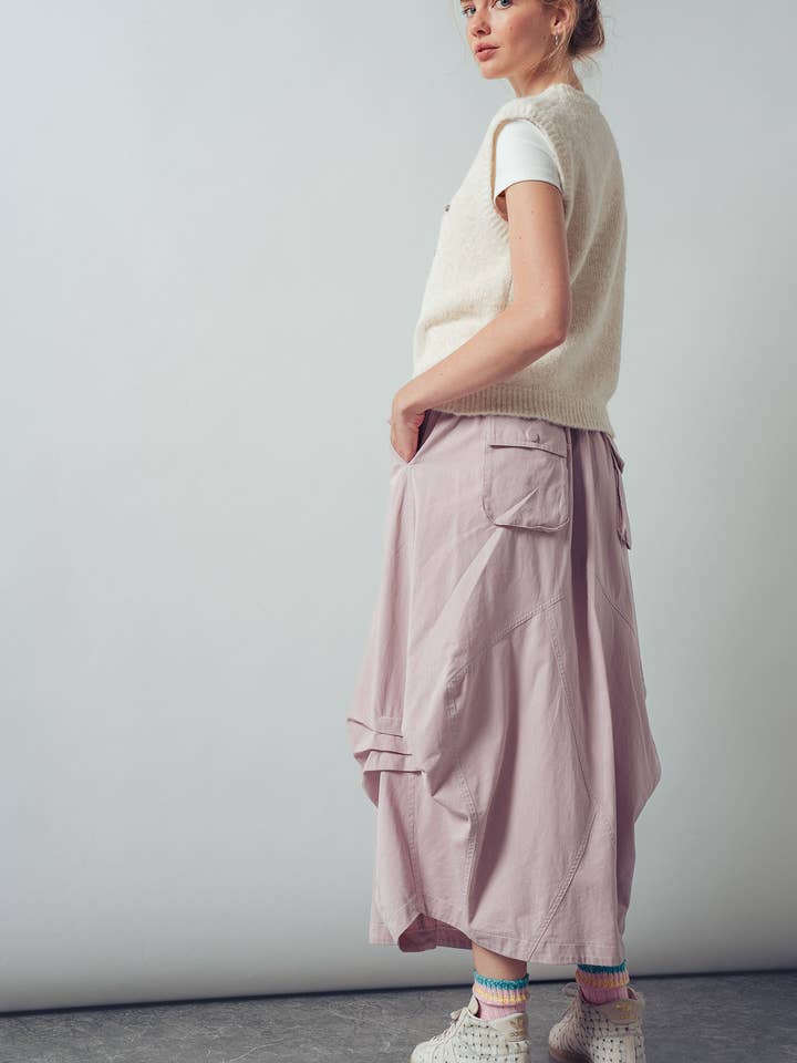 Balloon Hem Drawstring Maxi Skirt