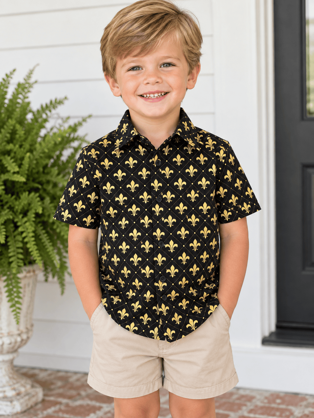 Black & Gold FDL Boy's Button Down Shirt
