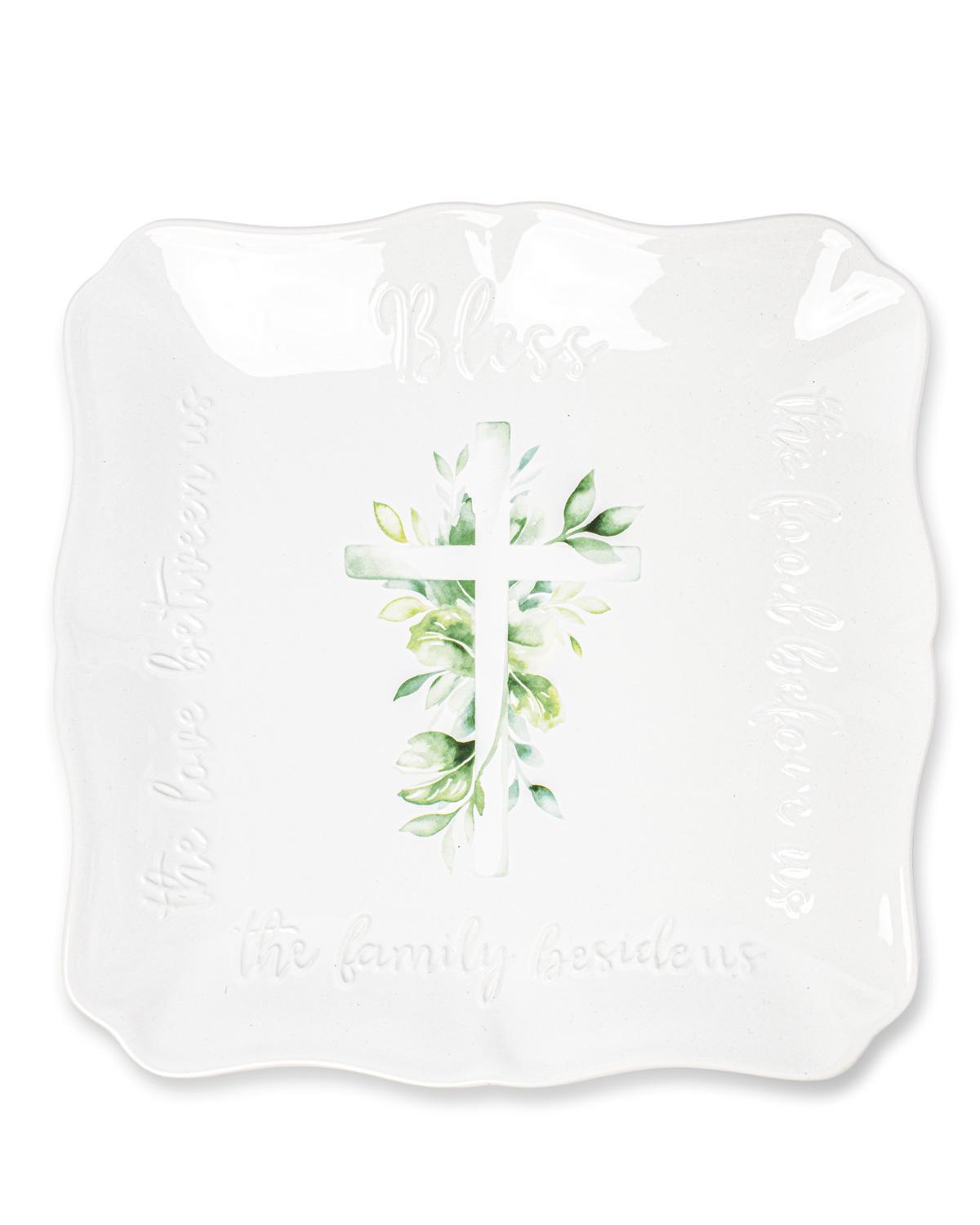 The Royal Standard Bless the Food Cross Square Platter - Little Miss Muffin Children & Home