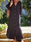 Button Down Long Sleeve Maxi Dress