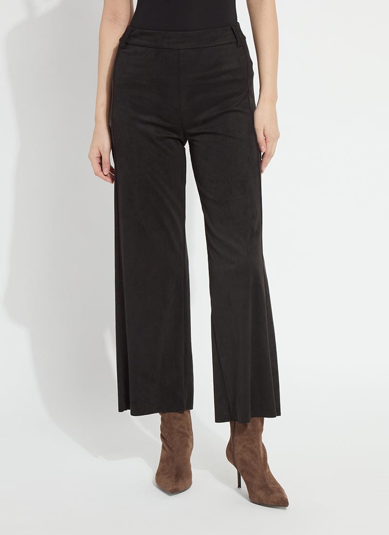 Vionette Vegan Suede Wide Leg Trouser in Black